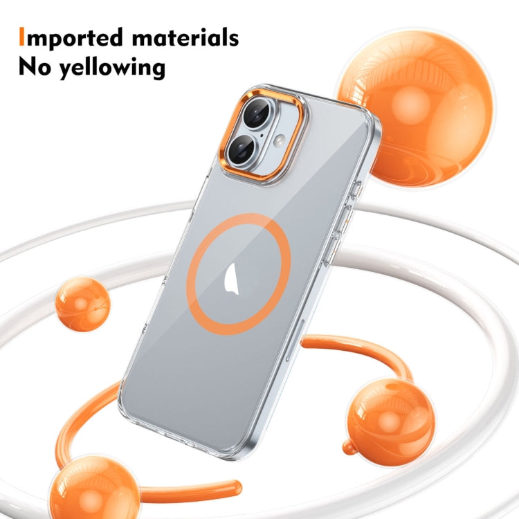 For iPhone 16 Ice Feel HD Transparent MagSafe PC Full Coverage Phone Case(Orange) - iPhone 16 Cases by buy2fix | Online Shopping UK | buy2fix