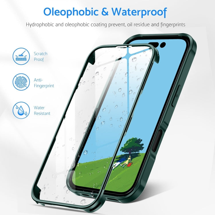 For iPhone 16 Pro Max Double-sided Plastic Glass Phone Protective Case(Dark Green) - iPhone 16 Pro Max Cases by buy2fix | Online Shopping UK | buy2fix