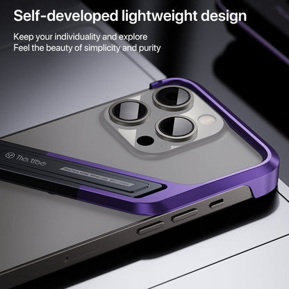 For iPhone 16 Pro S-shaped Stand Frameless Metal Phone Case(Black Purple) - iPhone 16 Pro Cases by buy2fix | Online Shopping UK | buy2fix