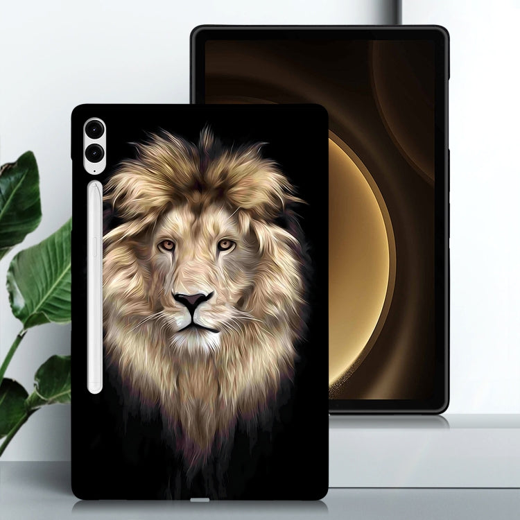 For Samsung Galaxy Tab S9+ / S9 FE+ Color Painting Pattern Smart Tablet TPU Case(Lion) - Galaxy Tab S9+ Cases by buy2fix | Online Shopping UK | buy2fix