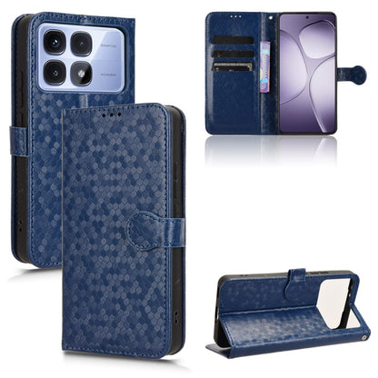 For Redmi K70 Ultra Honeycomb Dot Texture Leather Phone Case(Blue) - Xiaomi Cases by buy2fix | Online Shopping UK | buy2fix