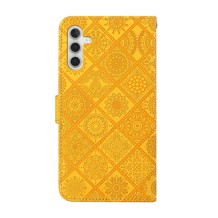 For Samsung Galaxy S25+ 5G Ethnic Style Embossed Pattern Leather Phone Case(Yellow) - Galaxy S25+ 5G Cases by buy2fix | Online Shopping UK | buy2fix