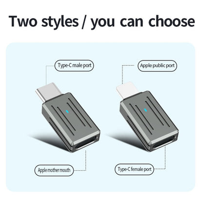 USB-C / Type-C Male to 8 Pin Female Zinc Alloy PD Adapter, Support Fast Charging / Data Transmission(Gun Metal) - Converter & Adapter by buy2fix | Online Shopping UK | buy2fix