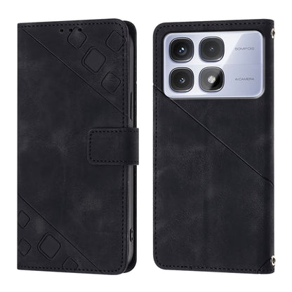 For Redmi K70 Ultra 5G Global Skin-feel Embossed Leather Phone Case(Black) - Xiaomi Cases by buy2fix | Online Shopping UK | buy2fix