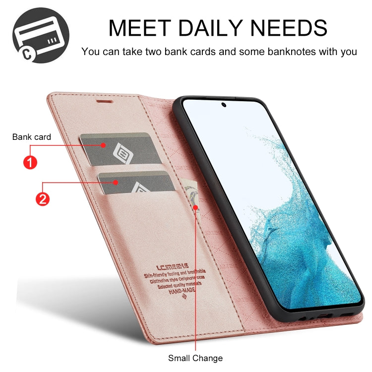 For Samsung Galaxy S24 FE 5G LC.IMEEKE Strong Magnetism Microfiber Leather Phone Case(Rose Gold) - Galaxy S24 FE 5G Cases by LC.IMEEKE | Online Shopping UK | buy2fix