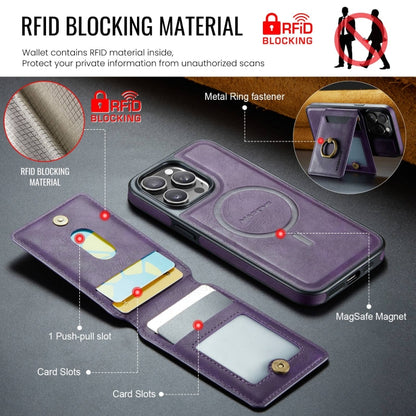 For iPhone 12 Pro DG.MING K1 MagSafe Detachable Wallet RFID Back Cover Phone Case(Purple) - iPhone 12 / 12 Pro Cases by DG.MING | Online Shopping UK | buy2fix