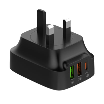 LDNIO Q334 32W Type-C + Dual USB Port Charger with 1m Micro USB Data Cable, Plug Type:UK Plug(Black) - USB Charger by LDNIO | Online Shopping UK | buy2fix