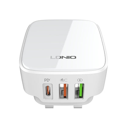 LDNIO Q334 32W Type-C + Dual USB Port Charger with 1m Micro USB Data Cable, Plug Type:UK Plug(White) - USB Charger by LDNIO | Online Shopping UK | buy2fix