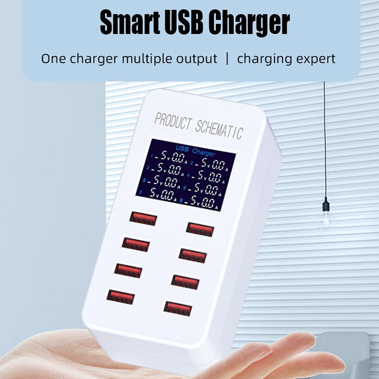 A8B 50W 8 Ports USB Smart Charging Station with Digital Display, Plug:UK Plug - Multifunction Charger by buy2fix | Online Shopping UK | buy2fix