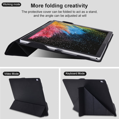 For Microsoft Surface Book 13.5 inch i5 Deformation All-inclusive Leather Laptop Case(Black) - Screen & Keyboard Cover by buy2fix | Online Shopping UK | buy2fix