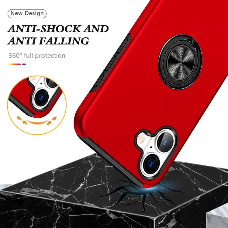 For iPhone 16 Plus PC Hybrid TPU Magnetic Ring Holder Phone Case(Red) - iPhone 16 Plus Cases by buy2fix | Online Shopping UK | buy2fix