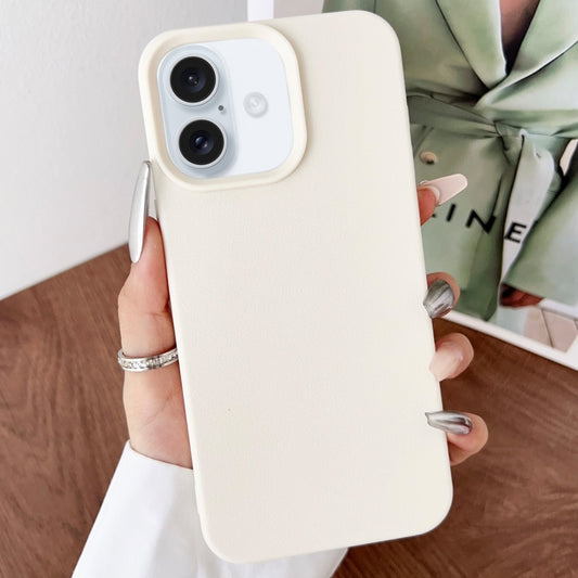 For iPhone 16 Leather Texture TPU Full Coverage Phone Case(White) - iPhone 16 Cases by buy2fix | Online Shopping UK | buy2fix