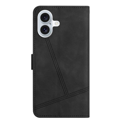 For iPhone 16 Plus Skin-feel Stitching Leather Phone Case(Black) - iPhone 16 Plus Cases by buy2fix | Online Shopping UK | buy2fix