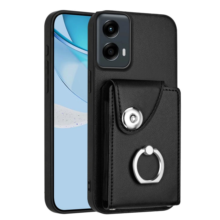 For Motorola Moto G 5G 2024 Organ Card Bag Ring Holder Phone Case(Black) - Motorola Cases by buy2fix | Online Shopping UK | buy2fix