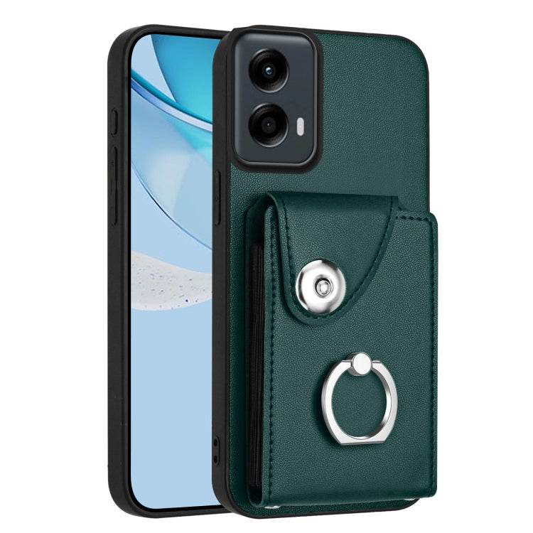 For Motorola Moto G 5G 2024 Organ Card Bag Ring Holder Phone Case(Green) - Motorola Cases by buy2fix | Online Shopping UK | buy2fix