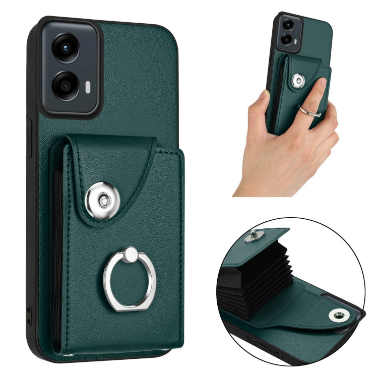 For Motorola Moto G 5G 2024 Organ Card Bag Ring Holder Phone Case(Green) - Motorola Cases by buy2fix | Online Shopping UK | buy2fix