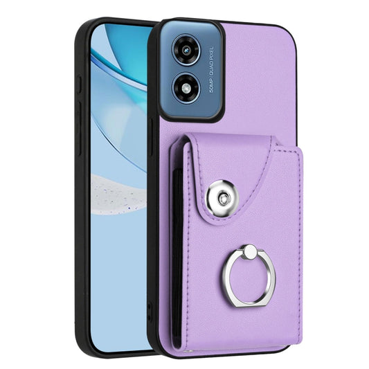 For Motorola Moto G Play 2024 5G Organ Card Bag Ring Holder Phone Case(Purple) - Motorola Cases by buy2fix | Online Shopping UK | buy2fix