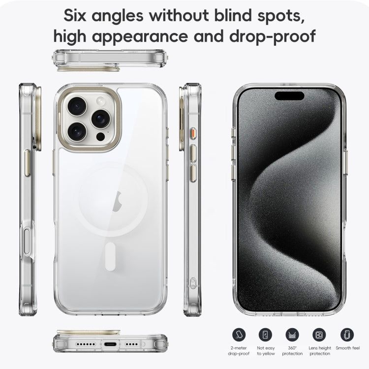 For iPhone 16 Pro Frosted Crystal Clear Lens Holder MagSafe Magnetic Phone Case(Transparent Black) - iPhone 16 Pro Cases by buy2fix | Online Shopping UK | buy2fix