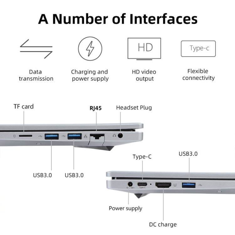 14 inch Windows 11 Laptop, 8GB+512GB, Gen 4th Intel Core i5 CPU, 180 Degree Rotation Axis(Silver) - Others by buy2fix | Online Shopping UK | buy2fix