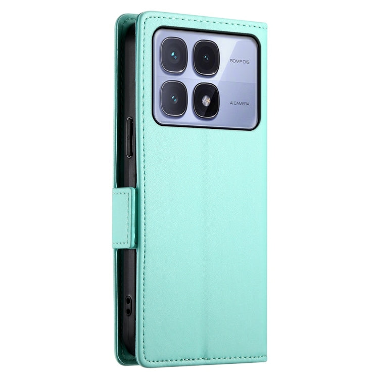 For Redmi K70 Ultra Side Buckle Magnetic Frosted Leather Phone Case(Mint Green) - Xiaomi Cases by buy2fix | Online Shopping UK | buy2fix