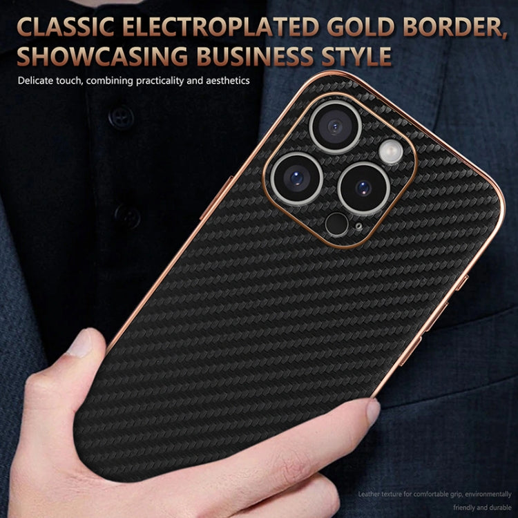 For iPhone 16 Pro AZNS Electroplated Edge Carbon Fiber Texture Phone Case(Green) - iPhone 16 Pro Cases by AZNS | Online Shopping UK | buy2fix