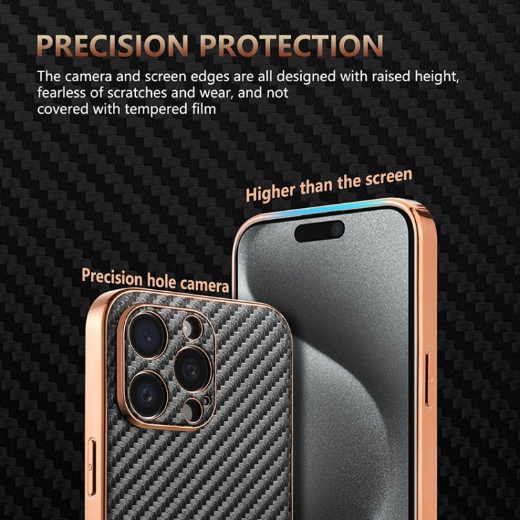 For iPhone 15 Pro Max AZNS Electroplated Edge Carbon Fiber Texture Phone Case(Green) - iPhone 15 Pro Max Cases by AZNS | Online Shopping UK | buy2fix