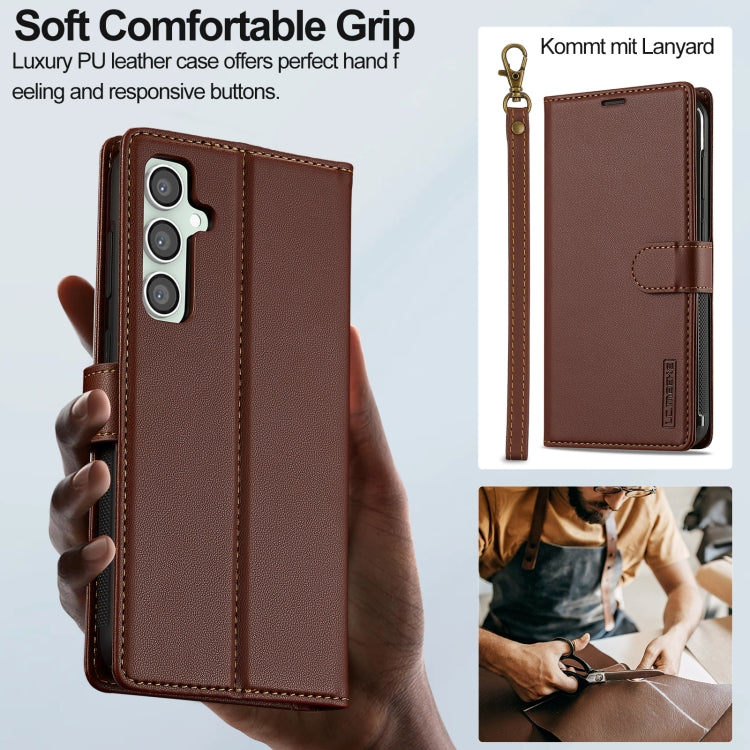 For Samsung Galaxy S24 5G LC.IMEEKE L2 Series Detachable Magsafe PU Phone Case with Lanyard(Brown) - Galaxy S24 5G Cases by LC.IMEEKE | Online Shopping UK | buy2fix