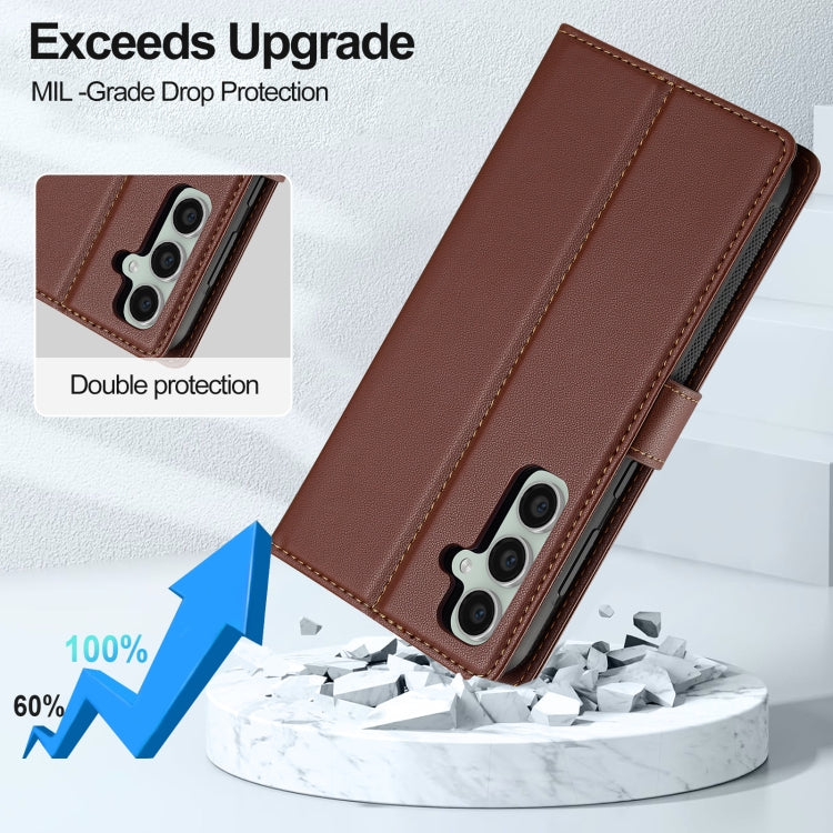 For Samsung Galaxy S24+ 5G LC.IMEEKE L2 Series Detachable Magsafe PU Phone Case with Lanyard(Brown) - Galaxy S24+ 5G Cases by LC.IMEEKE | Online Shopping UK | buy2fix