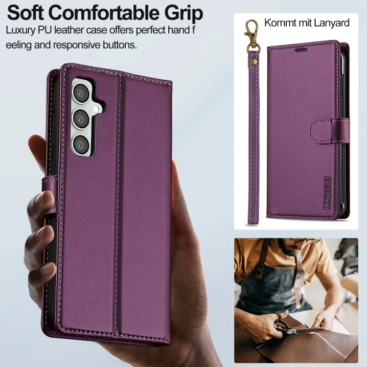 For Samsung Galaxy S24 FE 5G LC.IMEEKE L2 Series Detachable Magsafe PU Phone Case with Lanyard(Purple) - Galaxy S24 FE 5G Cases by LC.IMEEKE | Online Shopping UK | buy2fix