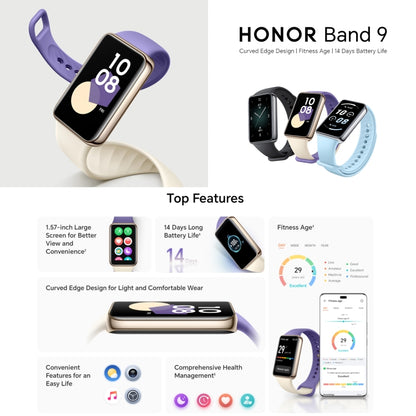 Honor Band 9, 1.57 inch AMOLED Screen, Support Heart Rate / Blood Oxygen / Sleep Monitoring, Standard Version(Black) - Wearable Devices by Huawei | Online Shopping UK | buy2fix