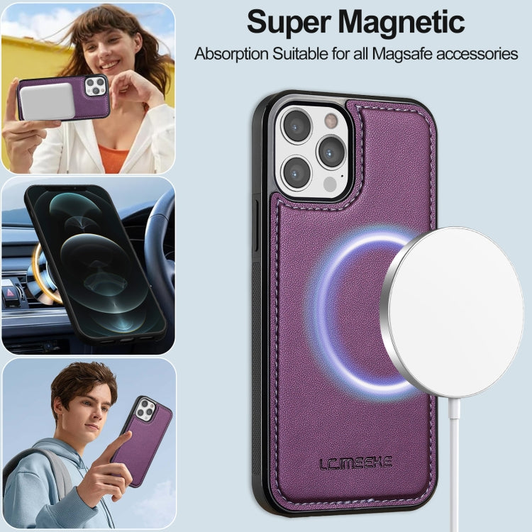 For iPhone 12 Pro Max LC.IMEEKE L2 Series Detachable Magsafe PU Phone Case with Lanyard(Purple) - iPhone 12 Pro Max Cases by LC.IMEEKE | Online Shopping UK | buy2fix