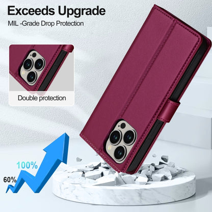 For iPhone 13 Pro LC.IMEEKE L2 Series Detachable Magsafe PU Phone Case with Lanyard(Red) - iPhone 13 Pro Cases by LC.IMEEKE | Online Shopping UK | buy2fix