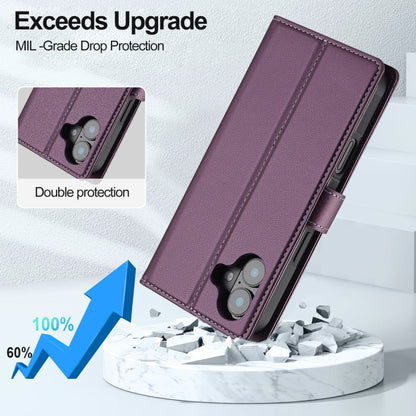 For iPhone 16 Plus LC.IMEEKE L2 Series Detachable Magsafe PU Phone Case with Lanyard(Purple) - iPhone 16 Plus Cases by LC.IMEEKE | Online Shopping UK | buy2fix