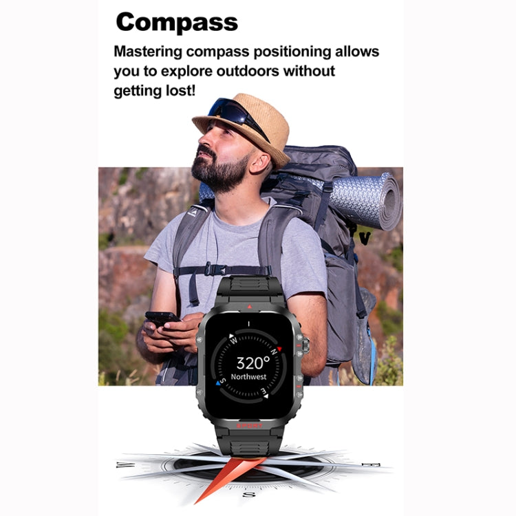 G45 2.01 inch Screen Silicone Strap 10m Waterproof Smart Watch, Support Flashlight / Bluetooth Call / HRV(Black) - Smart Watches by buy2fix | Online Shopping UK | buy2fix