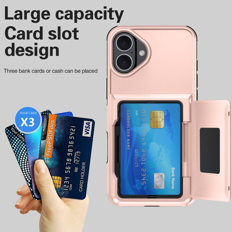 For iPhone 16 Pro Max Card Slot Holder Phone Case(Rose Gold) - iPhone 16 Pro Max Cases by buy2fix | Online Shopping UK | buy2fix