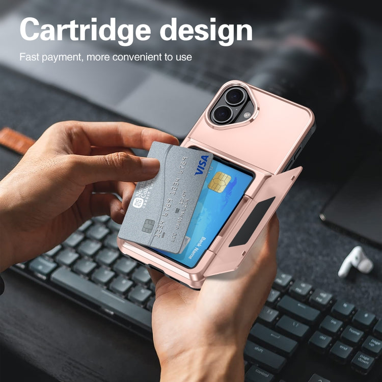 For iPhone 16 Card Slot Holder Phone Case(Rose Gold) - iPhone 16 Cases by buy2fix | Online Shopping UK | buy2fix