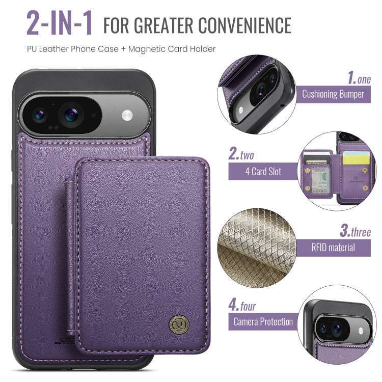 For Google Pixel 9 / 9 Pro JEEHOOD J05 Business Magnetic Style RFID Leather Phone Case(Purple) - Google Cases by JEEHOOD | Online Shopping UK | buy2fix