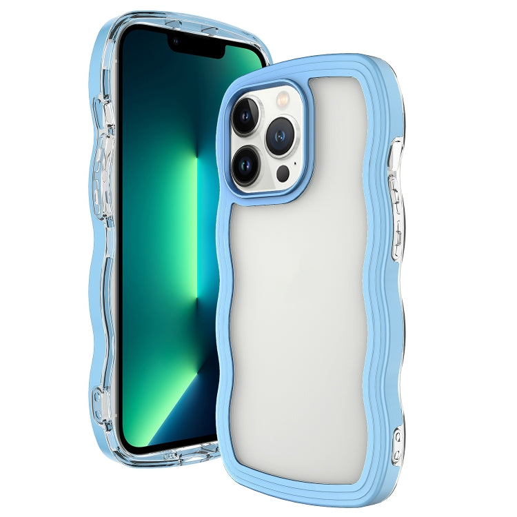 For iPhone 16 Pro Max Candy Color Wave TPU Clear PC Phone Case(Blue) - iPhone 16 Pro Max Cases by buy2fix | Online Shopping UK | buy2fix