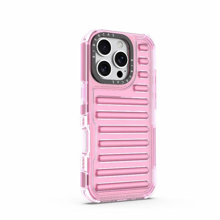 For iPhone 16 Pro High Transparency TPU Hybrid PC Airbag Phone Case(Pink) - iPhone 16 Pro Cases by buy2fix | Online Shopping UK | buy2fix