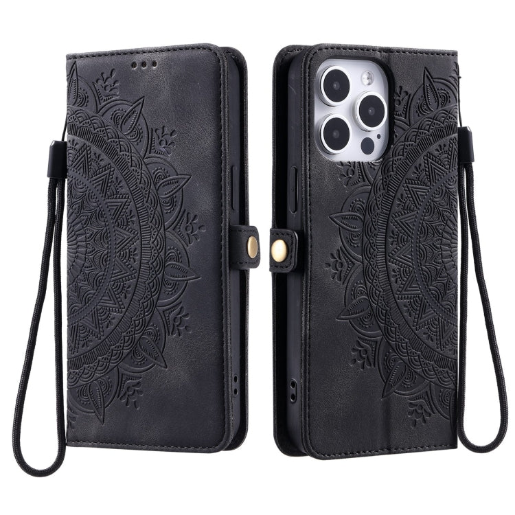 For iPhone 16 Pro Max Skin Feel Totem Embossed Leather Phone Case(Black) - iPhone 16 Pro Max Cases by buy2fix | Online Shopping UK | buy2fix