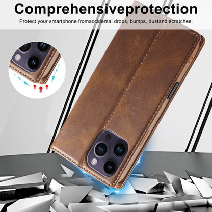 For iPhone 16 Pro LC.IMEEKE RFID Anti-theft Leather Phone Case(Brown) - iPhone 16 Pro Cases by LC.IMEEKE | Online Shopping UK | buy2fix