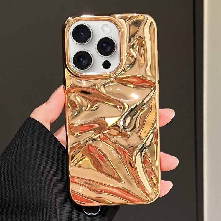 For iPhone 16 Pro Water Ripple Electroplating Paint TPU Phone Case(Bright Gold) - iPhone 16 Pro Cases by buy2fix | Online Shopping UK | buy2fix