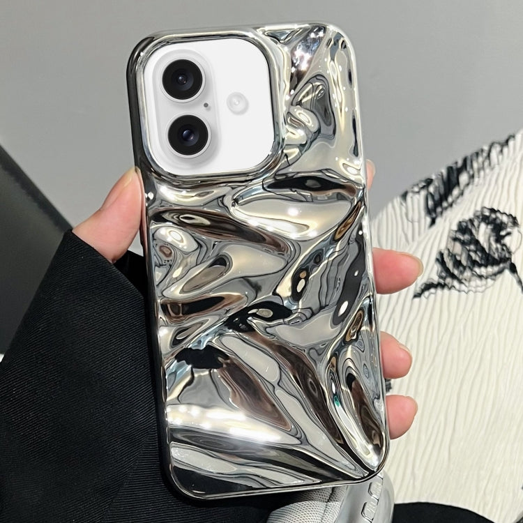 For iPhone 16 Plus Water Ripple Electroplating Paint TPU Phone Case(Bright Silver) - iPhone 16 Plus Cases by buy2fix | Online Shopping UK | buy2fix