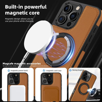 For iPhone 16 Pro Yashi 360 Degree Rotating MagSafe Holder Phone Case(Brown) - iPhone 16 Pro Cases by buy2fix | Online Shopping UK | buy2fix