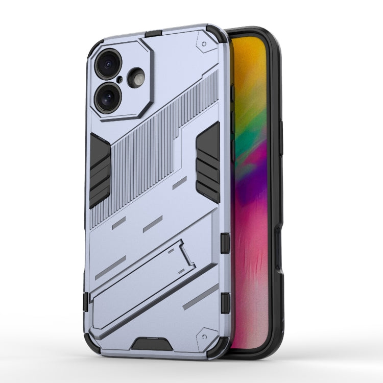 For iPhone 16 Punk Armor 2 in 1 PC + TPU Phone Case with Holder(Grey) - iPhone 16 Cases by buy2fix | Online Shopping UK | buy2fix