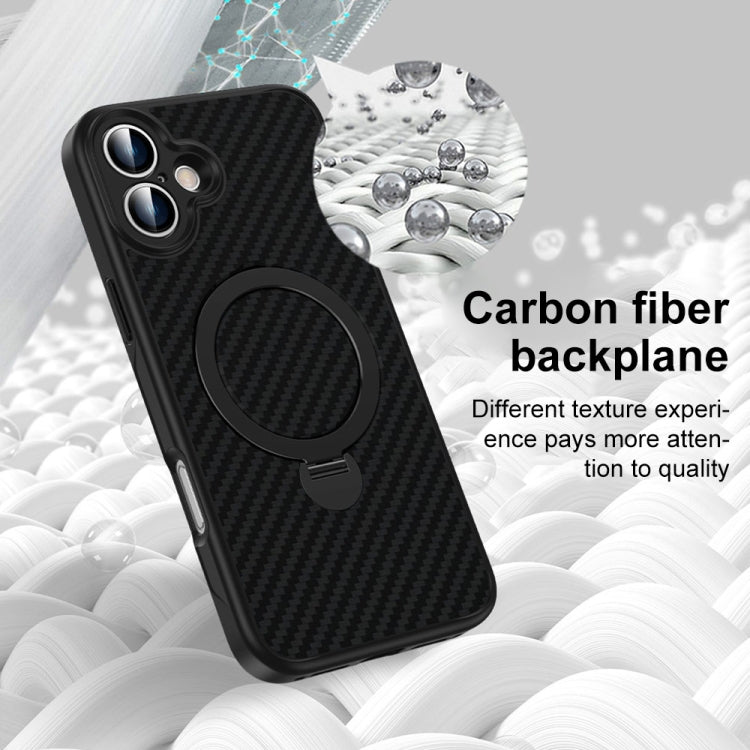 For iPhone 14 Pro Carbon Fiber MagSafe 360 Degree Rotating Holder Phone Case(Black) - iPhone 14 Pro Cases by buy2fix | Online Shopping UK | buy2fix