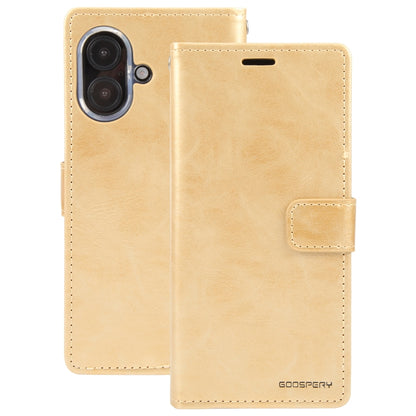 For iPhone 16 Plus GOOSPERY BLUE MOON Crazy Horse Texture Leather Phone Case(Gold) - iPhone 16 Plus Cases by GOOSPERY | Online Shopping UK | buy2fix