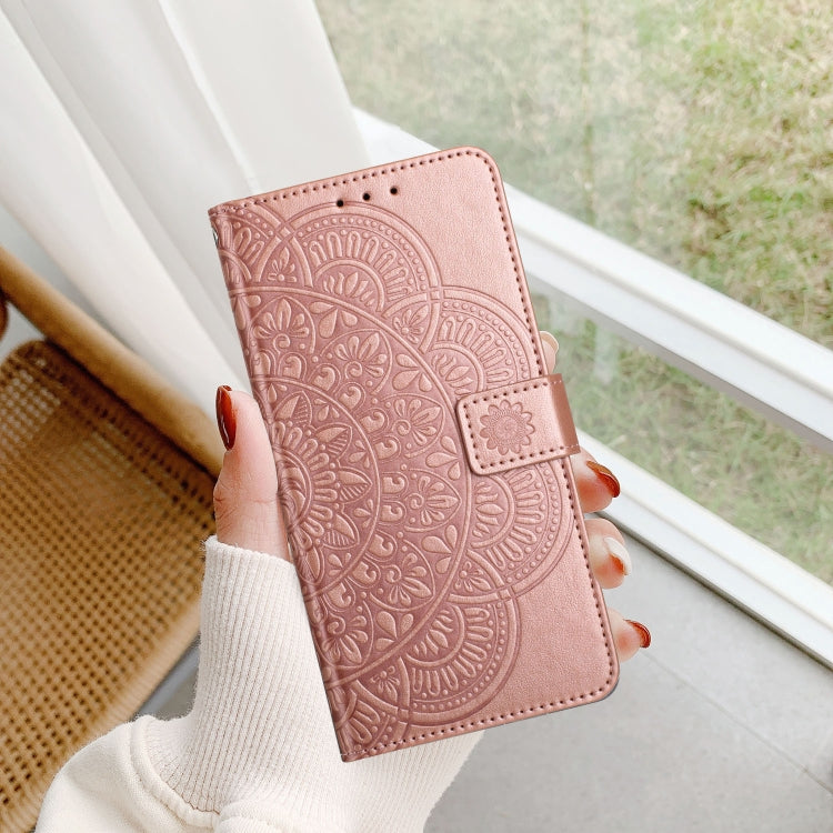 For iPhone 16 Pro Flower Embossed Leather Phone Case(Rose Gold) - iPhone 16 Pro Cases by buy2fix | Online Shopping UK | buy2fix