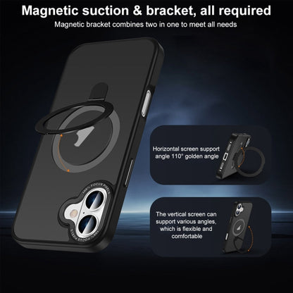 For iPhone 16 Skin Feel MagSafe Magnetic Holder Phone Case(Purple) - iPhone 16 Cases by buy2fix | Online Shopping UK | buy2fix