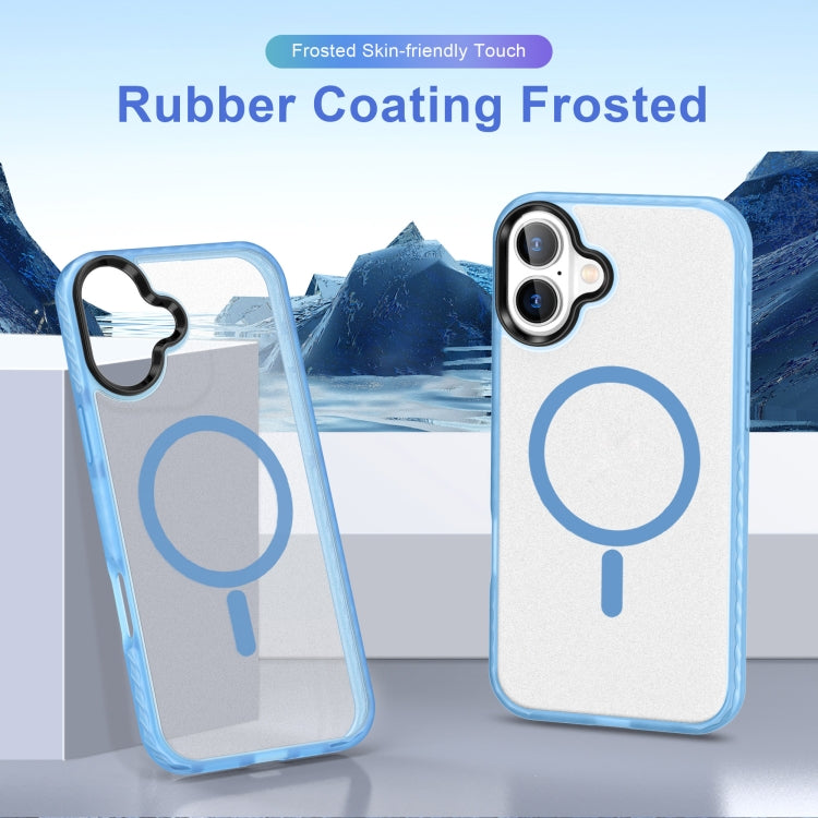 For iPhone 16 Frosted Skin Feel MagSafe Transparent Phone Case(Blue) - iPhone 16 Cases by buy2fix | Online Shopping UK | buy2fix